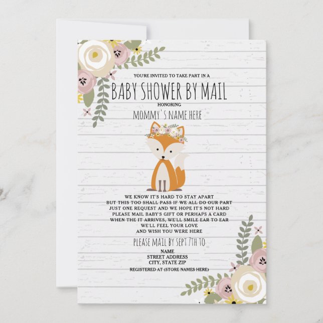 Invitation Douche Florale Dusty Par Mail Fox (Devant)