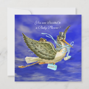 INVITATION DOUCHE GARÇON STORK BÉBÉ