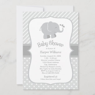 Invitation Douche Genre Neutre Éléphant Gris Moderne