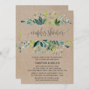 Invitation Douche Kraft Foliage Couples