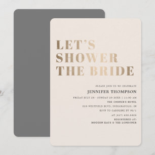 Invitation Douche la mariée Taupe & Fête des mariées or