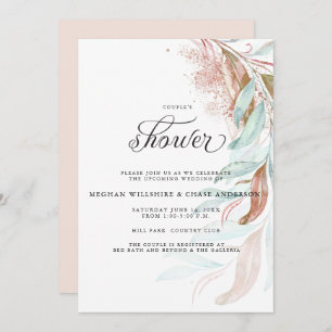 Invitation DOUCHE   Liage en cascade Turquoise Aqua Cuivre
