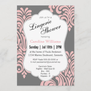 Invitation Douche Lingerie Damask Rose