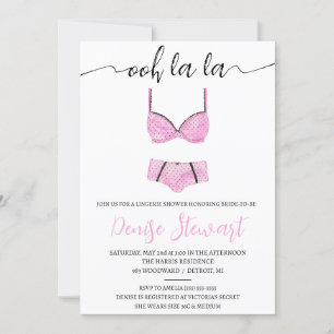 Invitation Douche Lingerie, Noir, Blanc, Rose, Fête des marié