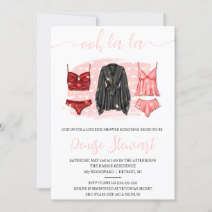 Invitation Douche Lingerie, Noir, Rose, Rouge, Fête des marié