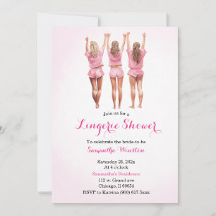 Invitation Douche lingerie rose 