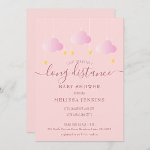 Invitation Douche Longue Distance / Saupoudrer Par Mail Rose