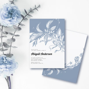 Invitation Douche mariage bleu et blanc Dusty