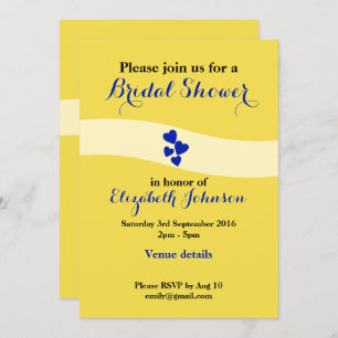 Invitation Douche mariage jaune et bleu avec le coeur