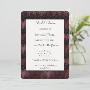 Invitation Douche Mariée Fausse Dentelle Noir Bourgogne