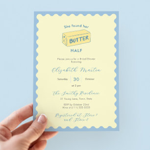 Invitation Douche Mariée Moitié Beurre Jaune Et Bleu