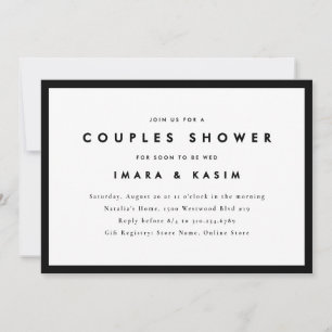 Invitation Douche minimale de Couples Noirs Rétro Du Milieu D