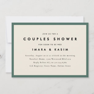 Invitation Douche minimale Rétro Couples Vert Mi-Siècle