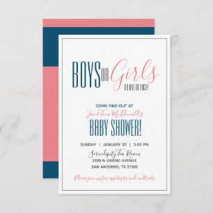Invitation douche minimaliste GENDER REVET NAVY & CORAL