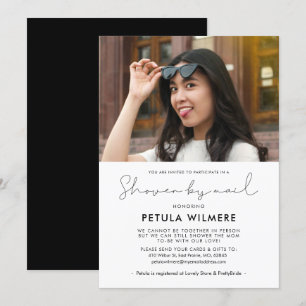 Invitation Douche minimaliste manuscrite par la poste photo