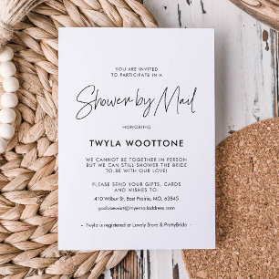 Invitation Douche minimaliste moderne par courrier