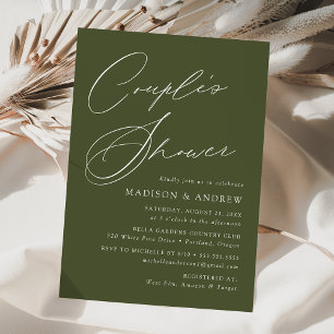 Invitation Douche moderne Elégante Olive Green Couple