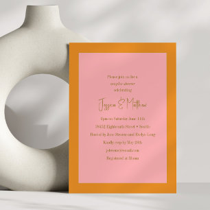 Invitation Douche moderne géométrique Couples rose et orange