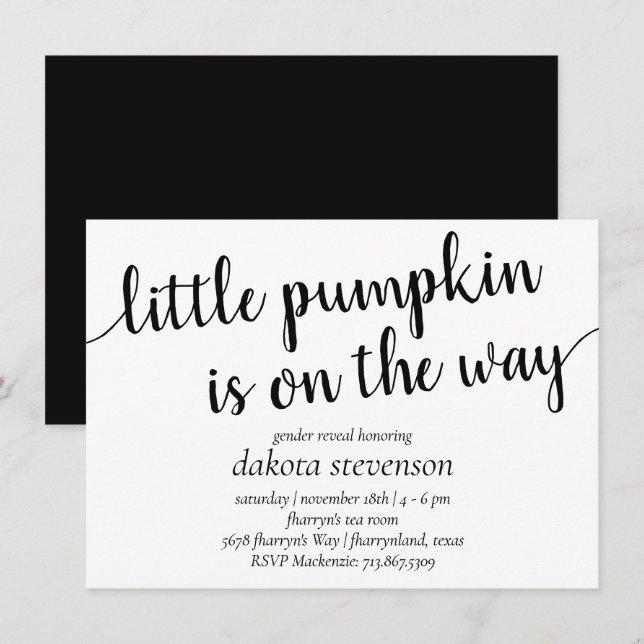 Invitation Douche moderne simple | Petit Citrouille florissan (Devant / Derrière)