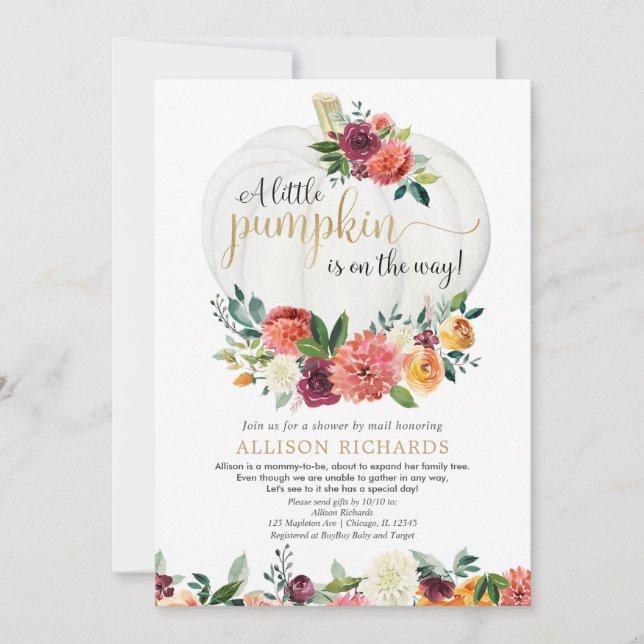 Invitation Douche non sexiste par baby shower d'automne du co (Devant)