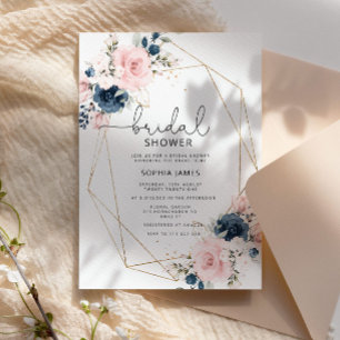 Invitation Douche nuptiale à cadre géométrique floral de mari