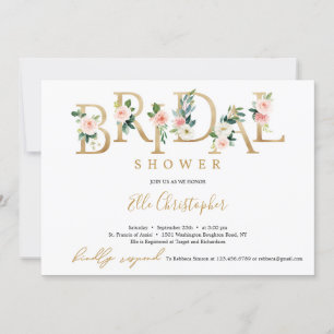 Invitation Douche-nuptiale à feuilles d'or de Bohême