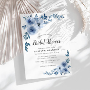 Invitation douche nuptiale à fleurs bleues