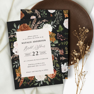 Invitation Douche nuptiale à fleurs de terre cuite noire