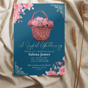 Invitation Douche nuptiale à fleurs rose et bleu
