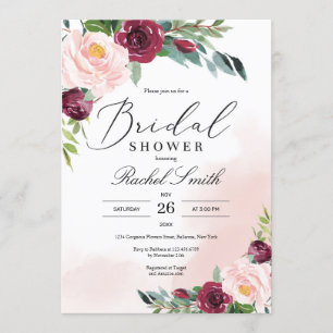 Invitation Douche-nuptiale à fleurs roses rousses