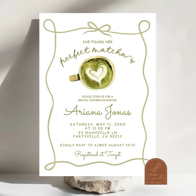 Invitation Douche nuptiale à thème Matcha (Créateur téléchargé)