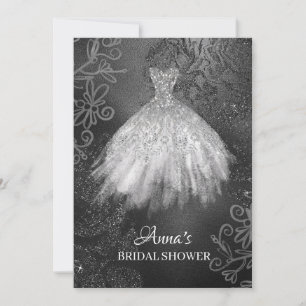 Invitation Douche nuptiale blanche de robe de mariée de robe