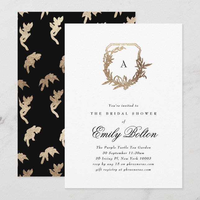 Invitation douche nuptiale blanche noire (Devant / Derrière)