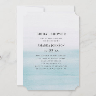 Invitation Douche nuptiale bleu aquarelle. Mariage nautique