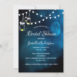 Invitation Douche nuptiale bleu lune cordes lumineuses