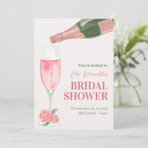 Invitation Douche nuptiale bouteille de champagne rose