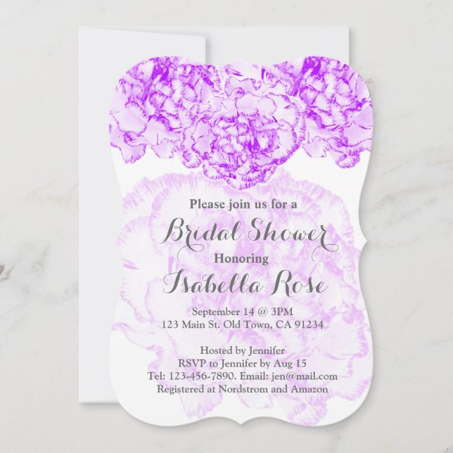 Invitation Douche nuptiale carnation violette FMW14 (Devant)