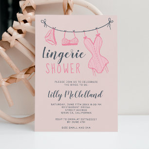 Invitation Douche nuptiale chic lingerie rose