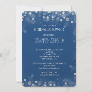 Invitation Douche nuptiale Confetti Bokeh bleu et blanc