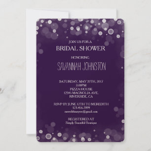 Invitation Douche nuptiale Confetti Bokeh violet et blanc