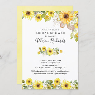 Invitation Douche nuptiale couleur aquarelle des tournesols j