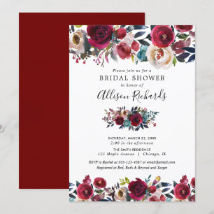 Invitation douche nuptiale d'aquarelle florale de chute de