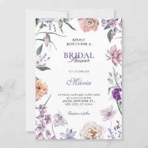 Invitation Douche nuptiale de courge fleurie violette