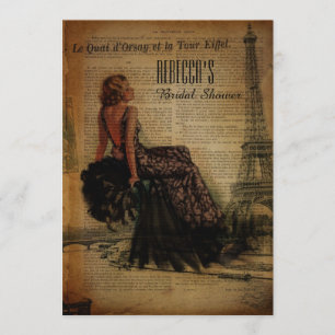 Invitation douche nuptiale de fille de Paris de Tour Eiffel