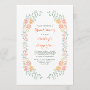 Invitation douche nuptiale de guirlande mignonne florale