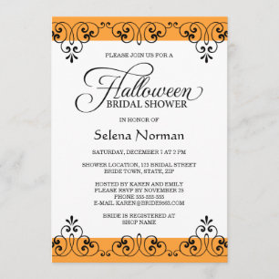 Invitation Douche nuptiale de Halloween de damassé orange