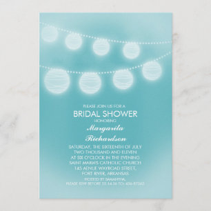 Invitation douche nuptiale de lanternes romantiques bleues