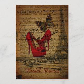 Invitation douche nuptiale de Paris de Tour Eiffel rouge de