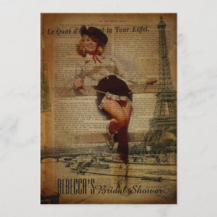 Invitation douche nuptiale de pays de cow-girl de Tour Eiffel