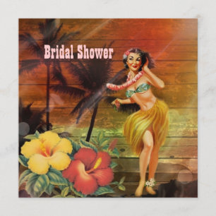 Invitation douche nuptiale de plage d'Hawaï de fille de danse